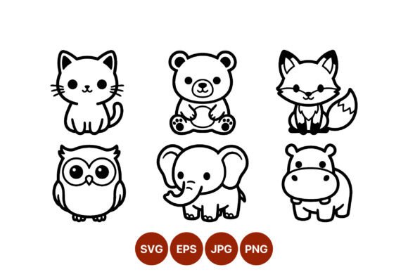 Adorable Animal Line Art: A Versatile Set for Creators