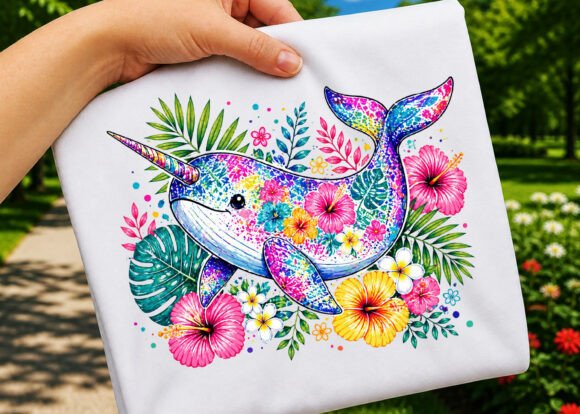 Bring Whimsy to Your Projects with a Tropical Narwhal Illustration