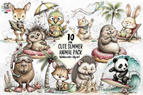 Bringing Sunshine to Your Designs: The Cute Summer Animal Pack PNG