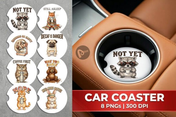 Charming Chaos: The Vintage Grumpy Animal Coffee Car Coaster