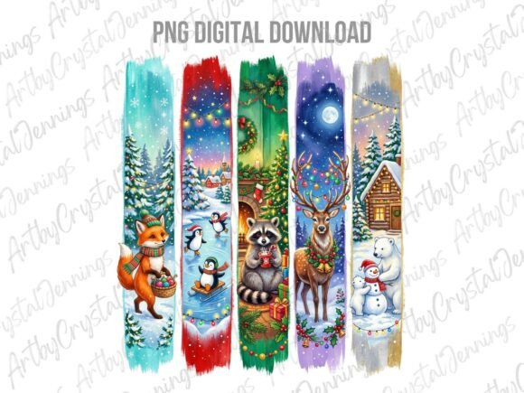 Christmas Holiday Brushstroke Animal PNG: Festive Art for Designers