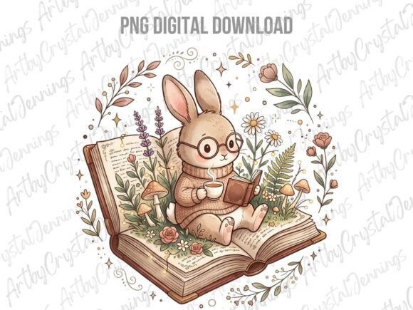Cottagecore Reading Bunny: A Cozy Design Asset
