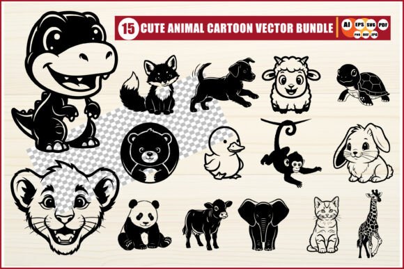 Cute Animal SVG Bundle: Adorable Vectors for Creative Projects