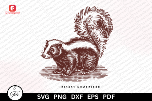 Embrace Woodland Charm with Hand Drawn Skunk SVG