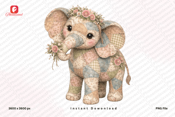 Exploring the Whimsy of Patchwork Floral Baby Animal PNG