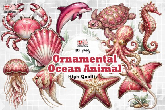 Ornamental Ocean Animal PNG: Premium Design Assets for Creators