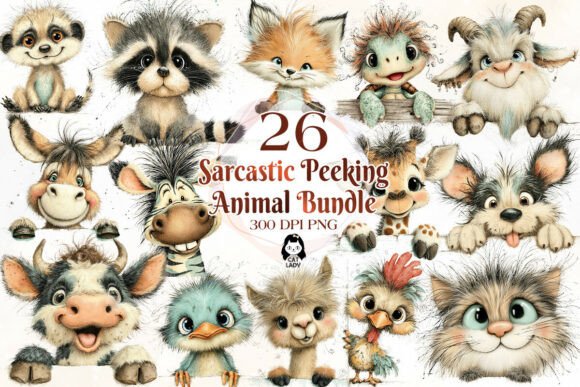 Sarcastic Peeking Animal Clipart: Injecting Irreverent Personality into Your Projects