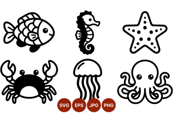 Sea Animal Black and White Line Art: Your Ultimate Design Toolkit