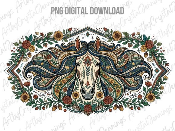 Unleash Your Creative Spirit with Boho Floral Horse Folk Art