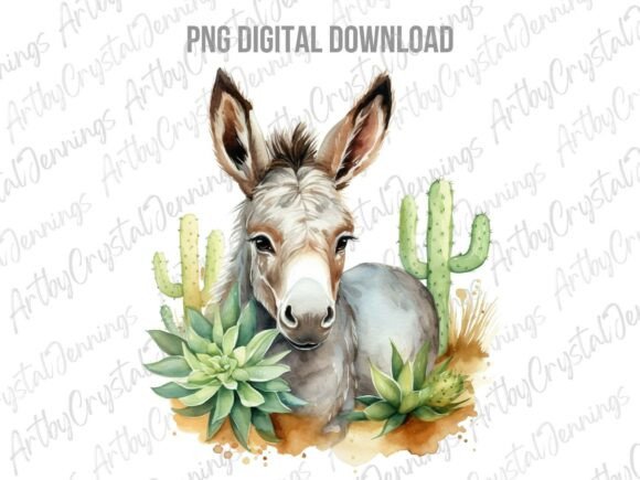 Watercolor Desert Donkey Animal PNG: A Designer’s Delight