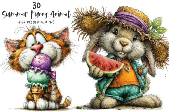Whimsical Summer Funny Animal Clipart: Infuse Your Projects with Joy