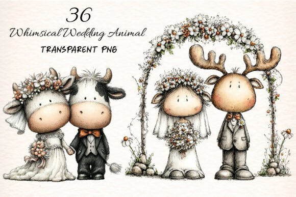 Whimsical Wedding Animal Clipart: Charm for Every Design