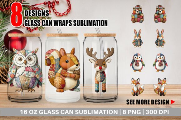 Woodland Animal Patchwork Glass Can Wrap: A Creative Toolkit